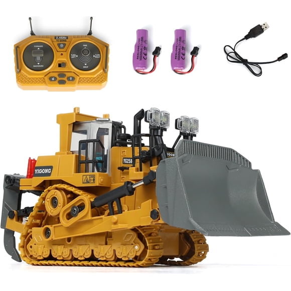 Nuotie Camion-Benne RC avec Batterie Rechargeable, Grand Véhicule de Construction Télécommandé Jouets Camion-Benne pour Adultes Enfants (Bulldozer)
