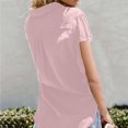 thumbnail image 2 of T-Shirt en Coton pour Femmes, Mode Décontractée, Uni, Col en V, Manches Courtes, Chandail, Hauts, 2 of 8