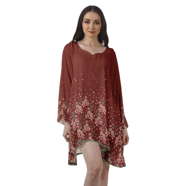 Moomaya Tuniques à Manches Longues pour Femmes Robes Imprimées à Manches Longues Filles