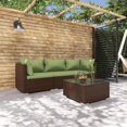 thumbnail image 1 of vidaXL 4 Piece Garden Lounge Set with Cushions Poly Rattan Brown, 1 of 5