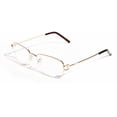 thumbnail image 2 of V.W.E. Rectangular Half Rim Metal Reading Glasses With Anti-reflective AR Coating (Gold, 3.00), 2 of 4