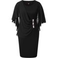 thumbnail image 1 of Hanna Nikole Robe en Chiffon à Manches Courtes pour Femmes Grande Taille avec Volants et Strass, 1 of 7