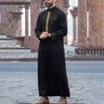 thumbnail image 2 of Wdgfv Caftan pour Homme Thobe Coton Manches Longues Brodé Col Montant Arabe Ample Robe pour Homme, 2 of 4