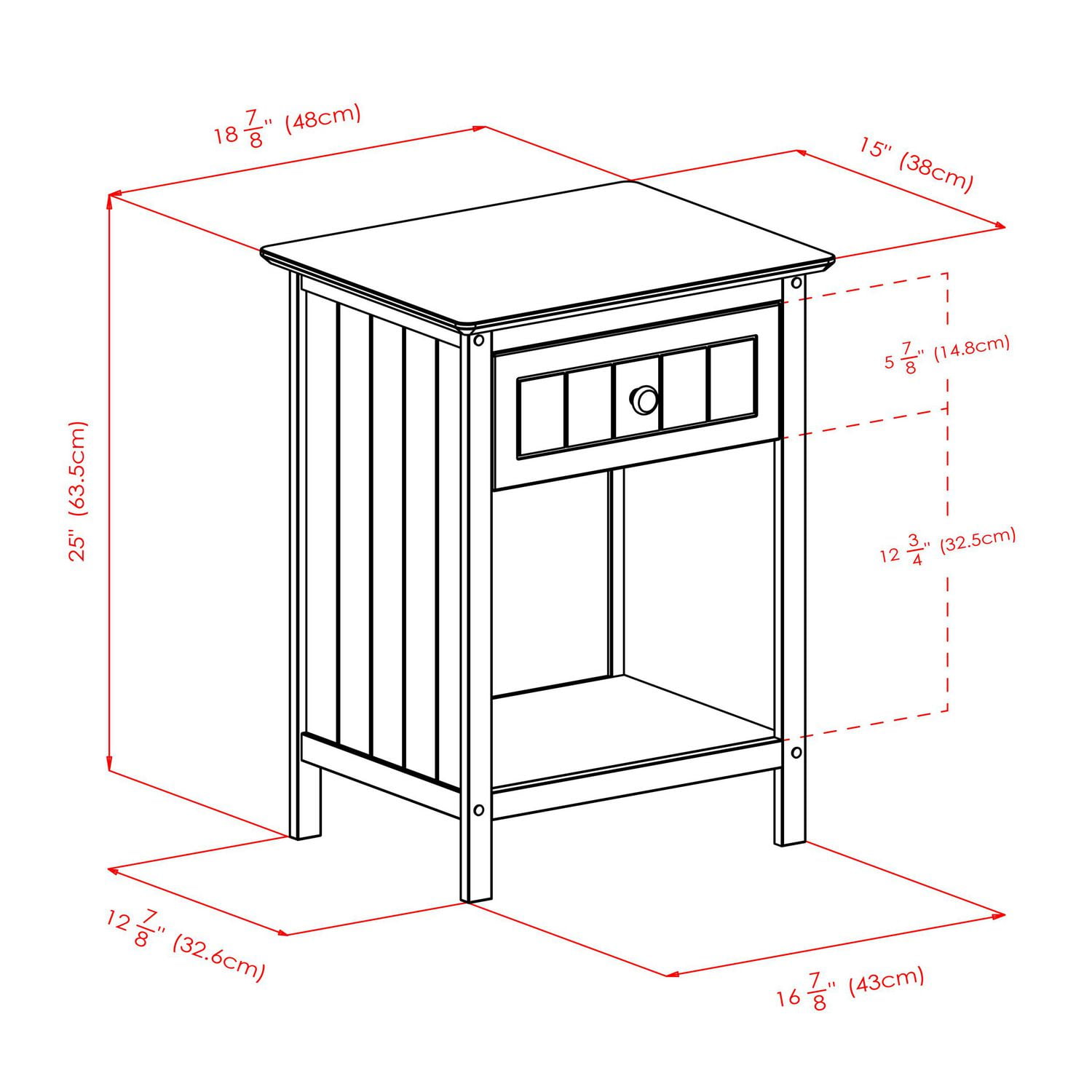 Winsome Table d'appoint Blair fini Café