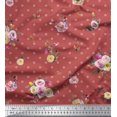 thumbnail image 1 of Soimoi Orange Poly Georgette Fabric Leaves,Small Circle & Floral Printed Fabric 1 Yard 42 Inch Wide, 1 of 3
