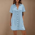 thumbnail image 4 of Pisexur Robes Femmes Belle Robe d'Été pour Femmes Décontractée Sans Manches à Col Rond à Lacets Robe Plissée Bleu,G, 4 of 9
