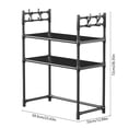 thumbnail image 3 of Iumwxz Microwave Oven Shelf Multi Layer Countertop Kitchen Organizer No Drill Easy Install Durable Space Saving Storage Rack Spice Towel Appliance Holder with Hooks 1 Piece black D, 3 of 6