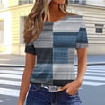 thumbnail image 2 of Pisexur Hauts pour Femmes, Hauts de Printemps pour Femmes 2025, Hauts pour Dames, T-shirt Imprimé Décontracté et Tendance pour Femmes avec Col Rond et Manches Courtes Bleu Marine, 3TG, 2 of 5