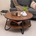 thumbnail image 1 of Giantex Table Basse Ronde, Table de Centre à 2 Niveaux avec Tablette de Rangement Ouverte, Table Cocktail Vintage, 1 of 8