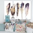thumbnail image 1 of Designart Boho Ethnic Dark Gray Feathers I Canvas Wall Art, 1 of 3
