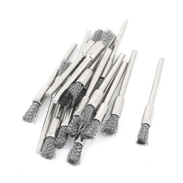 Unique Bargains 16pcs 1/8' Mandrel Gray Wire Pen Polishing Brush for Dremel Rotary Tool