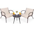 thumbnail image 1 of Gymax Ensemble de 3 Pcs de Chaises de Patio avec Siège en Tissu Courbé, Table Basse Ronde pour Cour Arrière, 1 of 8