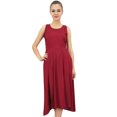 thumbnail image 2 of Bimba Women's Designer Rayon Dress With Pockets Solid Maroon Maxi With Scarf - 10, 2 of 6