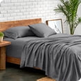 thumbnail image 4 of Bare Home Premium 1800 Collection 4-Piece Bed Sheet Set, Split Head Flex King, Gray, 4 of 10