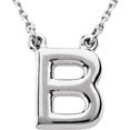 thumbnail image 1 of Precious Stars Unisex Sterling Silver Block Font B Initial Necklace, 1 of 2
