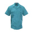 thumbnail image 1 of Gravity Threads Mens Guayabera Summer Shirt - Turquoise - 3X-Large, 1 of 2