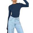 thumbnail image 4 of Fortune Women Casual Slim Fit Basic Crop Tops Solid Color Long Sleeve Pullover Tight Tee Shirts, 4 of 6
