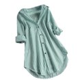 thumbnail image 1 of Besolor Women's Plus Size Button down Shirts Striped Collared Long Sleeve Tops Casual Loose Fall Spring Blouse, 1 of 7