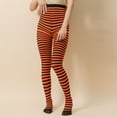 thumbnail image 2 of TIEVOSA Women's Halloween Shaping Sheer Tights with Contrasting Striped Pattern（Orange）, 2 of 4