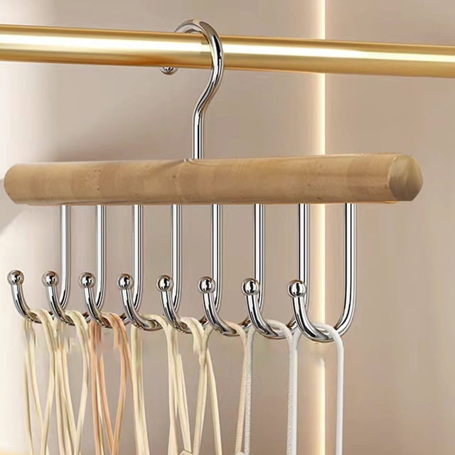 Cagogo under $5 Belt Hanger, Belt Hanger for Closet Organizers,Storage Belt Rack with 8 Hooks,Multifunction Sturdy Wooden Hanger,Tie and Scarf Organizer Rack,Wall Mount Accessory Holder