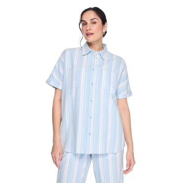 George Women's Linen-Blend Camp Shirt