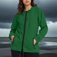 thumbnail image 2 of Rainproof Jacket for Women Waterproof Polyester Hooded Raincoat with Zipper Closure and Front Pockets, Military Green, 2 of 5