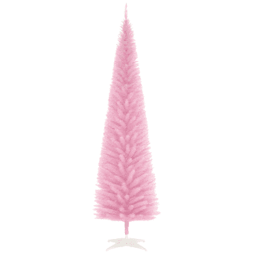 HOMCOM 7' Artificial Christmas Tree Xmas Slim Tree Holiday Home Décor, Pink