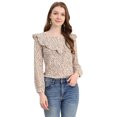 thumbnail image 1 of INSPIRE CHIC Women's Floral Printed Top Long Sleeve Round Neck Ruffle Collar Blouse, 1 of 5