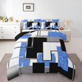 thumbnail image 1 of YST Boys Abstract Bedding Sets Toddler Size Geometric Sequins Comforter Set For Kids Teen Blue Black Grey Checkered Bed Comforter Set Fashion Square Grids Quilt Duvet, 1 of 6