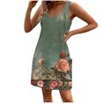 thumbnail image 2 of Ovzne Robes Grande Taille pour Femmes aux Formes Robe Femme Mode d'Été pour Femmes Imprimé Poche Sans Manches Robe à Col en V Robe pour Femmes Imprimée Liquidation, 2 of 5