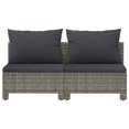 thumbnail image 2 of vidaXL 2-Seater Garden Sofa with Cushions Grey Poly Rattan, 2 of 5