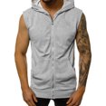 thumbnail image 1 of Innerwin Hoodies Sleeveless Men's T Shirt Summer Zip Up Regular Fit Hooded Tank Tops Light Gray S, 1 of 3