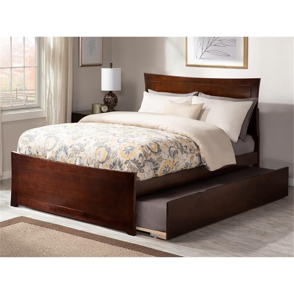 AFI Metro Solid Wood Full Bed and Footboard with Twin Trundle in Walnut
