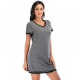 thumbnail image 4 of Pyjama d'Été pour Femmes Manches Courtes Col Cœur Pêche Robe de Nuit Décontractée Robe de Sommeil Ample Confortable Pyjama Robe de Maison Décontractée, 4 of 6