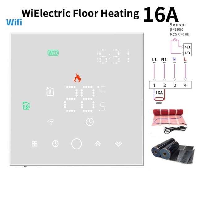 APP WiFi Smart Thermostat, Electric Floor Heating/ Water/Gas Boiler Temperature Remote Controller Temperature Controller ,Easy to Install