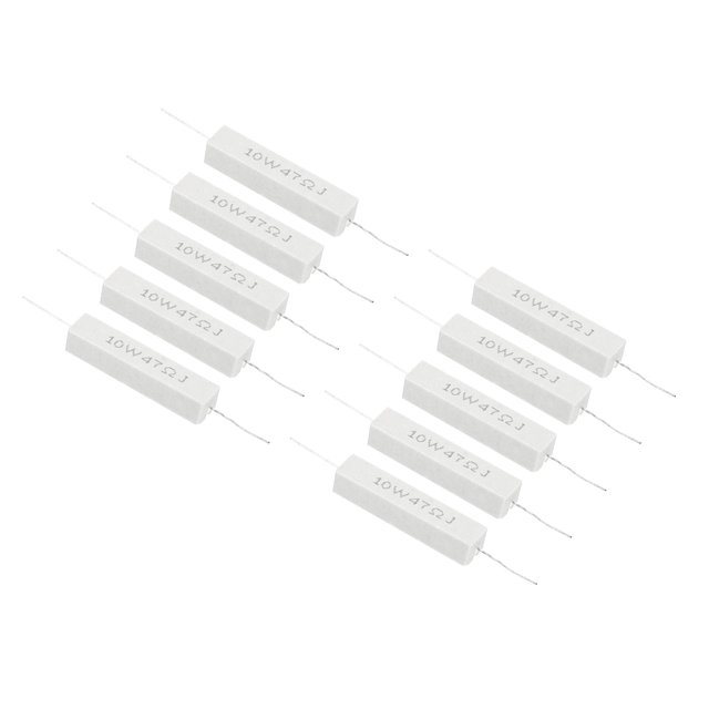 Unique Bargains 10Pcs 47 Ohm Resistors, 10W Ceramic Cement Resistor Power Cement Resistor Kit Tolerance 5% for Power Adapters Audio