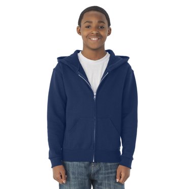 Jerzees Sweat à Capuche à Fermeture à Glissière Complet pour Jeunes NuBlend, L, J Marine