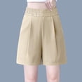 thumbnail image 2 of Timegard Womens Dressy Shorts Plus Size Elastic High Waisted Comfy Ruched Straight Leg Work Casual Shorts, 2 of 7