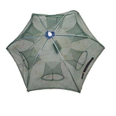 kurtrusly 4/6/8/12 Holes Automatic Fishing Net Shrimp Cage Nylon Foldable Fish Trap Cast Network Umbrella Type Automatic Fish Cage green 6 imports