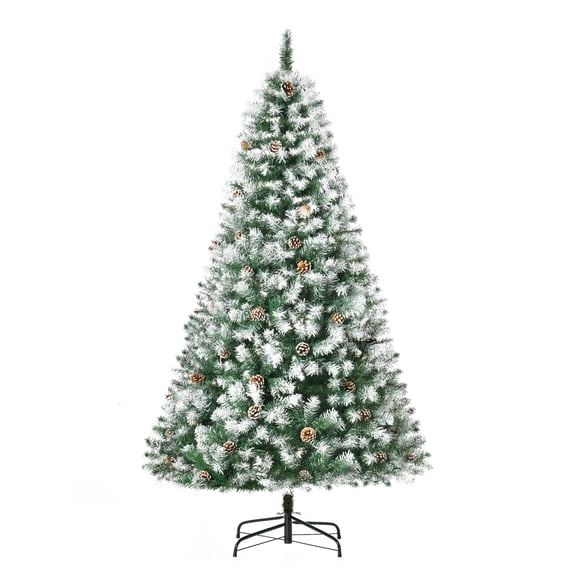 HOMCOM 6' Unlit Artificial Christmas Tree Hinged Flocked Xmas Tree w/ Stand