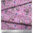 thumbnail image 3 of Soimoi Pink Rayon Fabric Leaves & Floral Decor Fabric Printed BTY 42 Inch Wide, 3 of 3