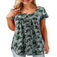 thumbnail image 1 of CHOK Women T Shirts Short Sleeve Round Neck Button Up Tunic Tops (White  XL), 1 of 4