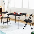 thumbnail image 2 of EDTara Modern Folding Card Table & Chair Set, Leather Padded Cushioned Chairs, Durable Steel Frame, Square Folding Table for Dining or Game Room, 2 of 8