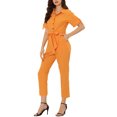 thumbnail image 4 of Unique Bargains Combinaison Cargo à Taille Nouée pour Femme, Orange, TP, 4 of 6