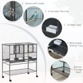 thumbnail image 4 of PawHut 40" Large Double Rolling Metal Bird Cage Bird House Grey, 4 of 10