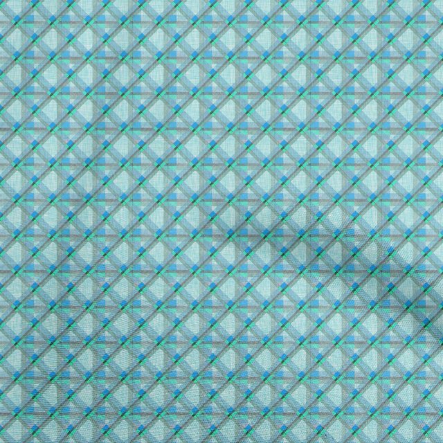 oneOone Georgette Viscose Turquoise Green Fabric Check Fabric For Sewing Printed Craft Fabric By The Yard 42 Inch Wide