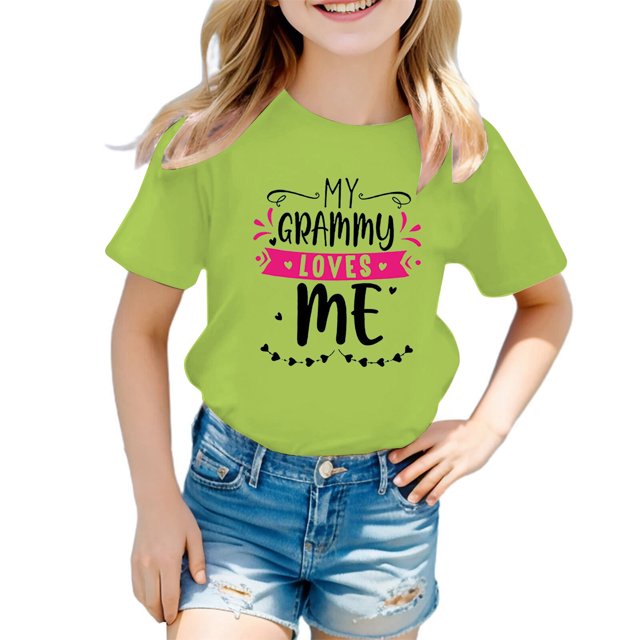 FhsagQ The 7th Of July Fille Enfant Mignonne Graphique Col Rond Manches Courtes Tee Été Décontracté T-Shirt Fille Printemps The 7th Of July T-Shirts Taille 6 Vert Pâle 8-9 Ans