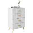 thumbnail image 1 of HOMCOM Commode de Chambre, Commode à 4 Tiroirs avec Pattes en Aluminium, 1 of 10