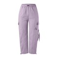 thumbnail image 4 of Women's Baggy Cargo Pants - Drawstring Wide Leg, Polyester - Streetwear/Hip Hop - S-XXL, 4 of 5