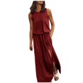thumbnail image 2 of MesaSe Robe Décontractée pour Femmes Robe d'Été Sans Manches Col Maxi Robes Couleur Unie Robe à Ouverture Fourche Vêtements pour Femmes L AG, 2 of 6